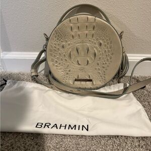 Brahmin Beige Textured Crossbody Bag